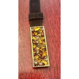 Extremely Rare suede Escada belt with crystal buckle